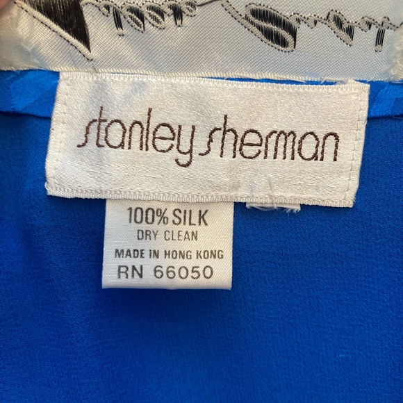 Stanley Sherman Vibrant Royal Blue Jumpsuit 2pc Silk Rose Jacquard Pattern - Picture 2 of 15